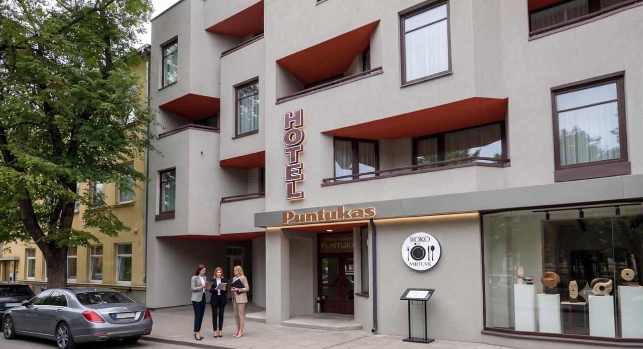 Puntuko viešbučio pastatas, kuriame įsikūręs masažo kabinetas